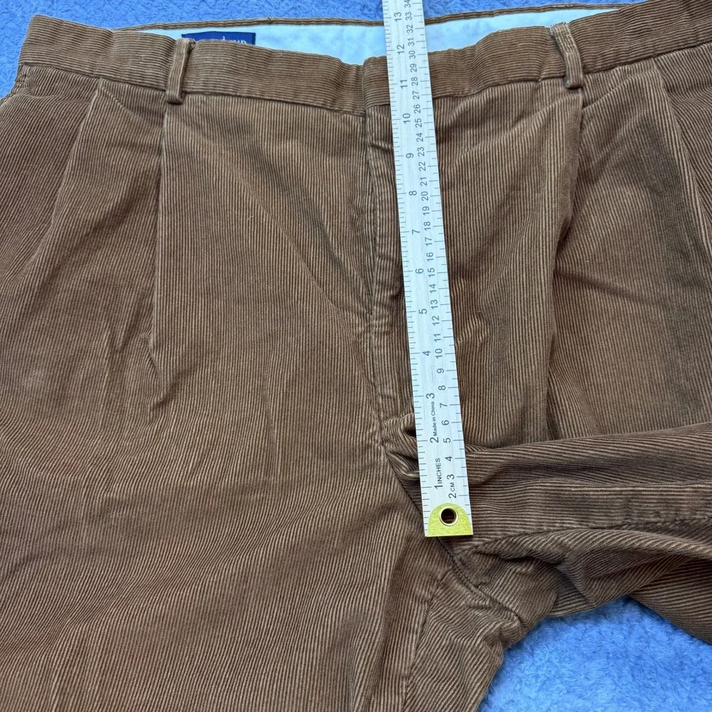 Lands' End Corduroy Pants‎ Mens 38x29 Brown Pleated Cuffed Wide Leg